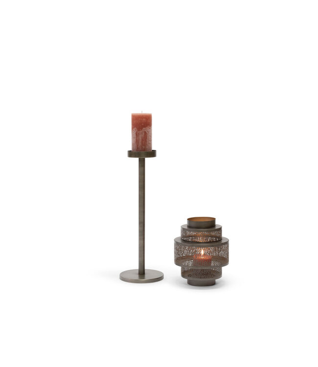 Hurricane on stand antique nickel/gold (⌀ 30 x 107 cm)