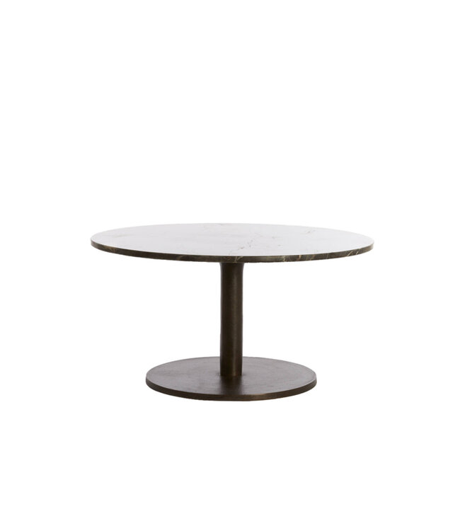 Salontafel Ø76x36 cm PAZO donker bruin marmer+donker bruin