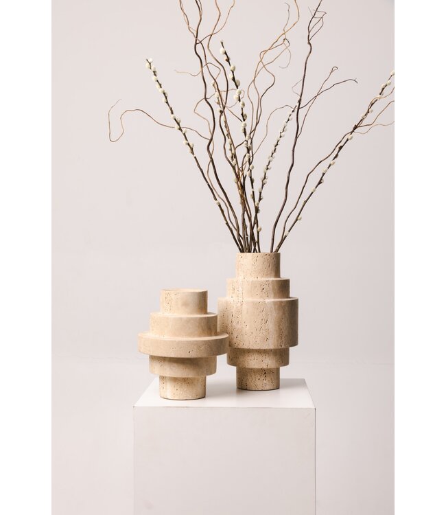 Mooisa Travertine Agano vaas Large H31cm Ø20cm