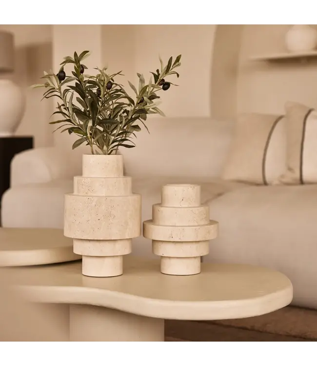 Travertine Agano vaas Large H31cm Ø20cm