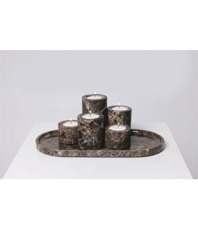 Waxinelichthouder cilinder Dark Emperador S 6x4cm