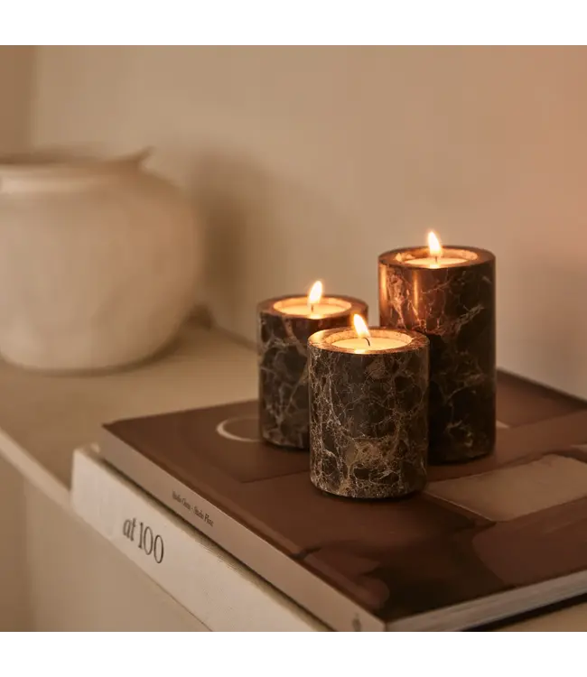 Waxinelichthouder cilinder Dark Emperador L 6x10cm