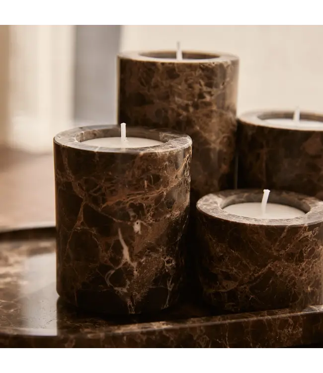 Waxinelichthouder cilinder Dark Emperador L 6x10cm