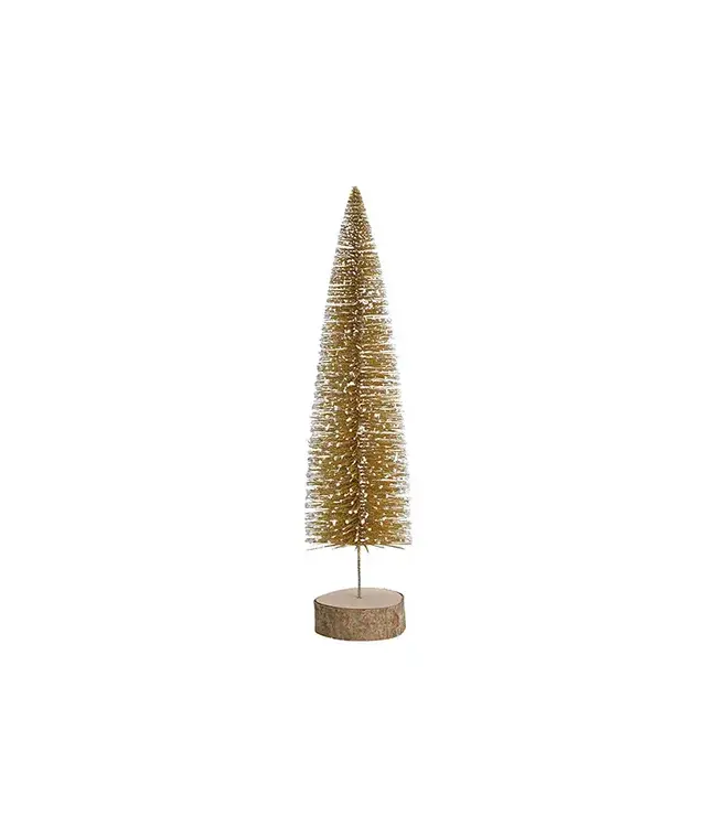 Kerstboom op stam met glitters gemaakt van plastic Goud (B/H/D) 10x34x10cm