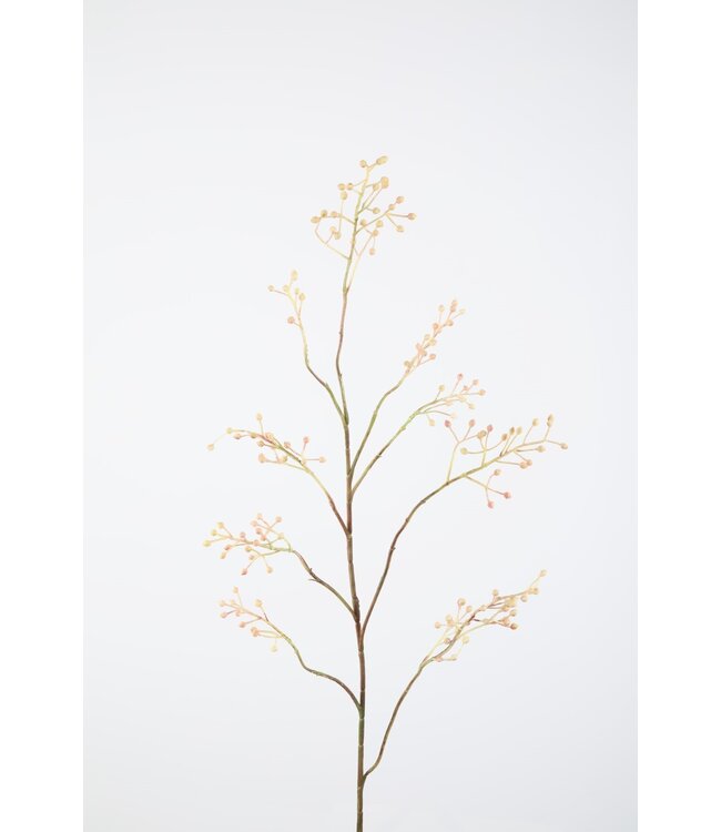 Rosehip Spray – kunsttak met roze rozenbottels, 110 cm hoog