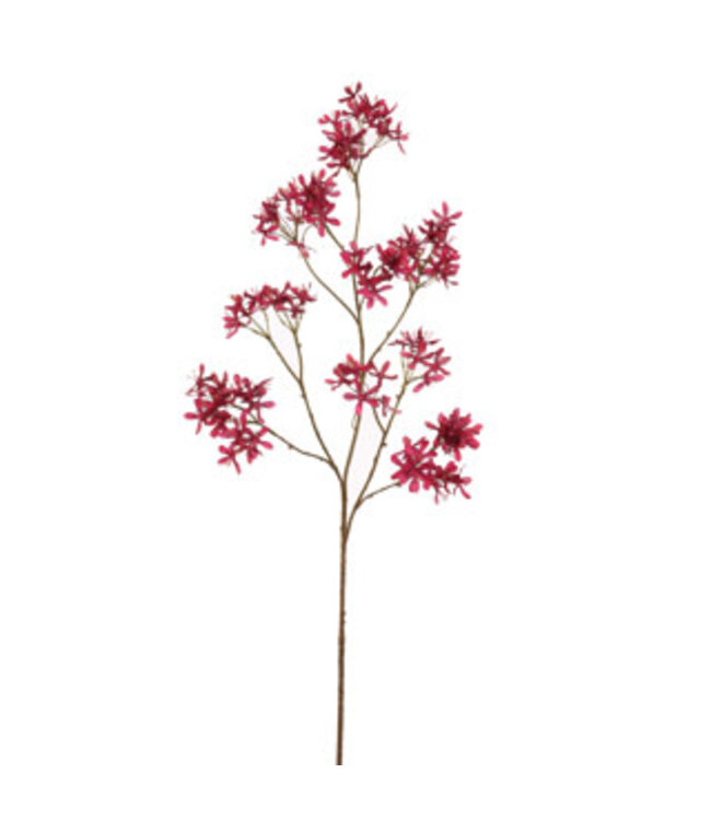 Mini Flower Branch – kunsttak met bordeauxrode bloemen, 113 cm hoog