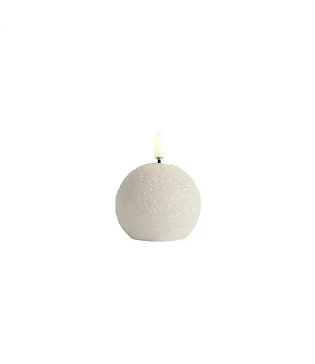 Uyuni LED round candle, Nordic white, Glitter, 7x7 cm