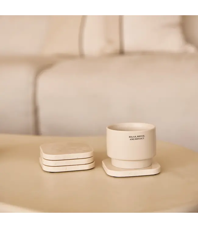 Onderzetter organisch beige 4 stuks