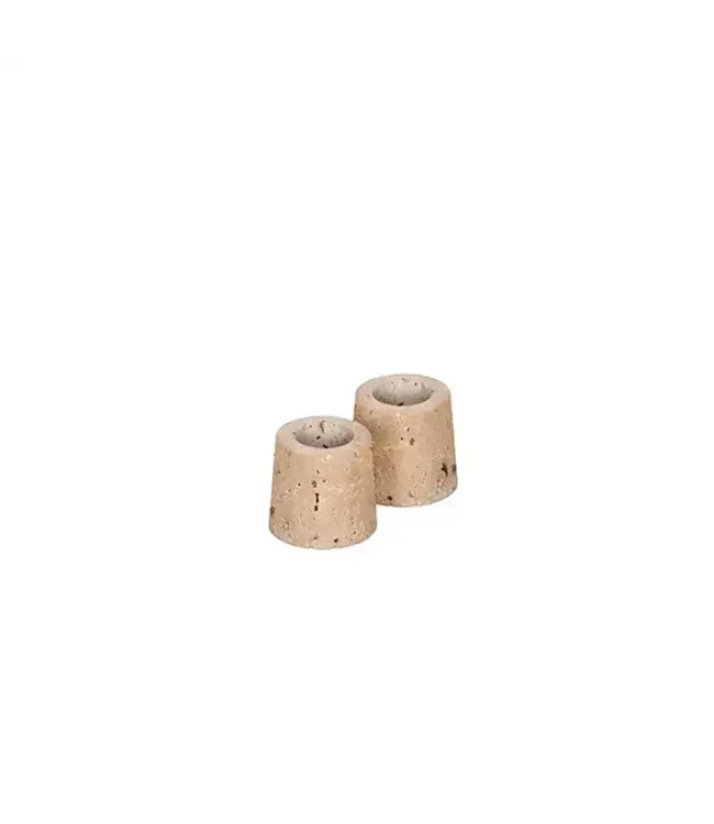 Uyuni Travertine Candleholder  taper, S, Desert  beige, 2-pack -3,5x3,6 cm