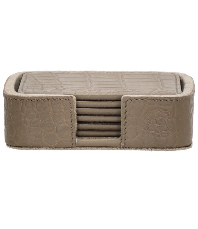 Chamada CARMEN-XS | Taupe Onderzetters vierkant - croco