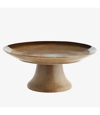 Stoneware pedestal serving dish D:28x12 cm  Stoneware - Brown