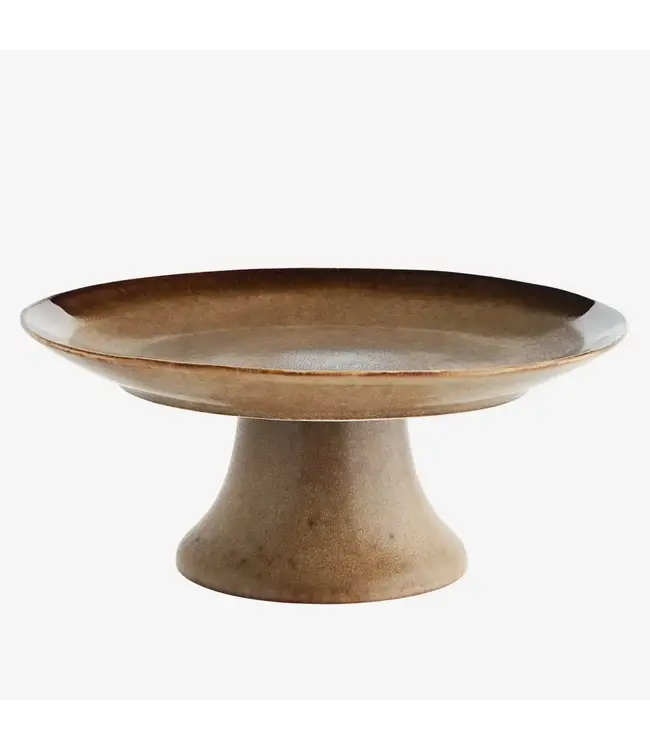 Stoneware pedestal serving dish D:28x12 cm  Stoneware - Brown