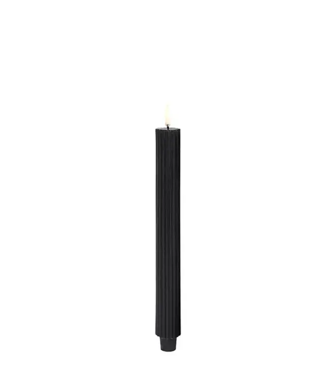 Uyuni LED taper dinerkaars grooved, zwart, Smooth, 2-pack, 3,2x25,5 cm