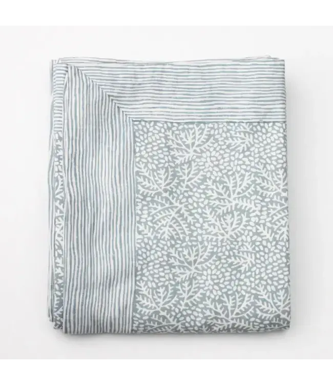 Tafelkleed met handblokdruk XL Floral Mineral 160 x 340