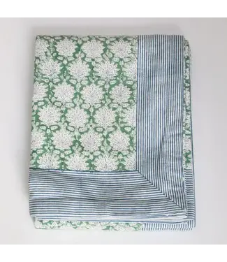 Tafelkleed met handblokdruk XL Breezy groen 160 x 340