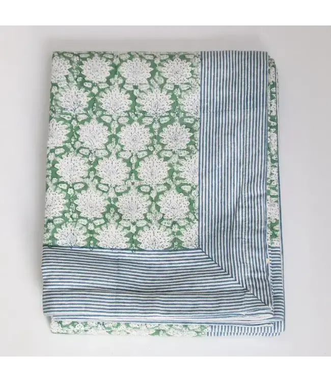 Tafelkleed met handblokdruk XL Breezy groen 160 x 340