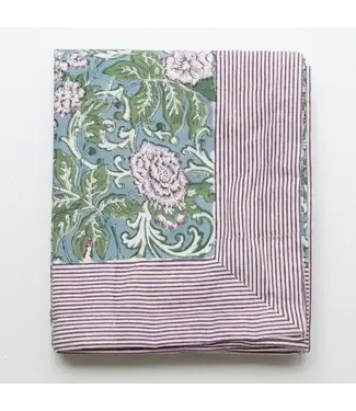 Handbedrukt tafelkleed XL Chintz aubergine