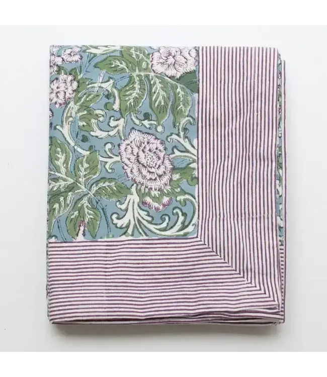 Handbedrukt tafelkleed XL Chintz aubergine