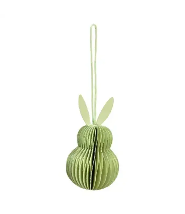 Hanger Honeycomb bunny made of paper/cardboard green (W/H/D) 6x10x6cm