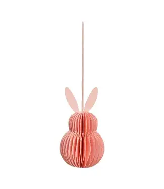 Hanger Honeycomb bunny made of paper/cardboard pink (W/H/D) 6x10x6cm