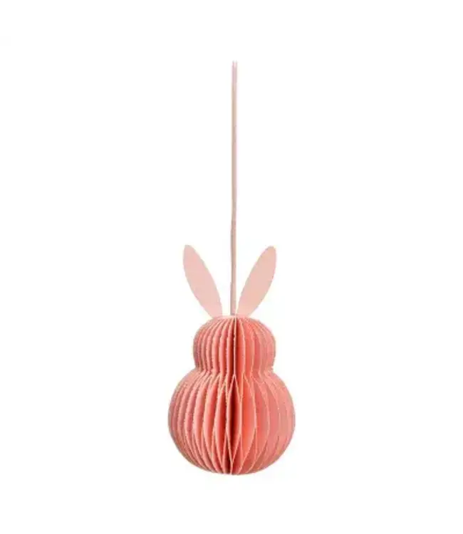 Hanger Honeycomb bunny made of paper/cardboard pink (W/H/D) 6x10x6cm