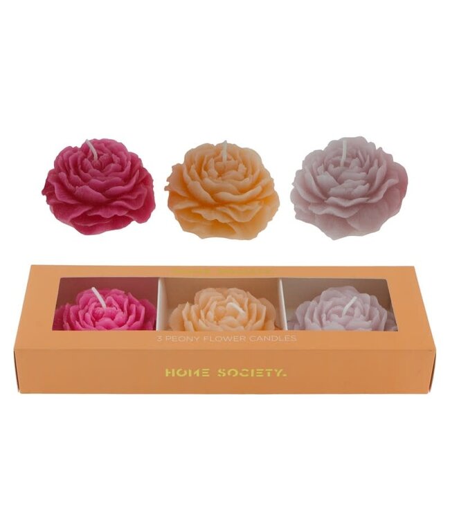 Deco Kaars Peony L Set 3