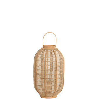 Windlicht Ø34x56 cm CIVENNA raffia  naturel+hout naturel