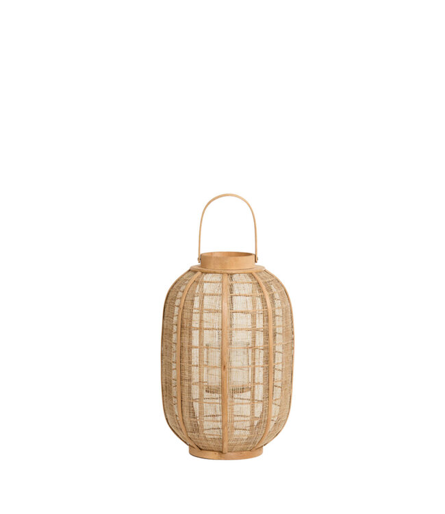 Windlicht Ø30x45 cm CIVENNA raffia  naturel+hout naturel