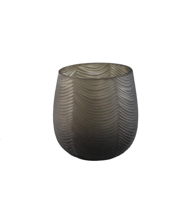 Elichi Brown glass vase bombey round