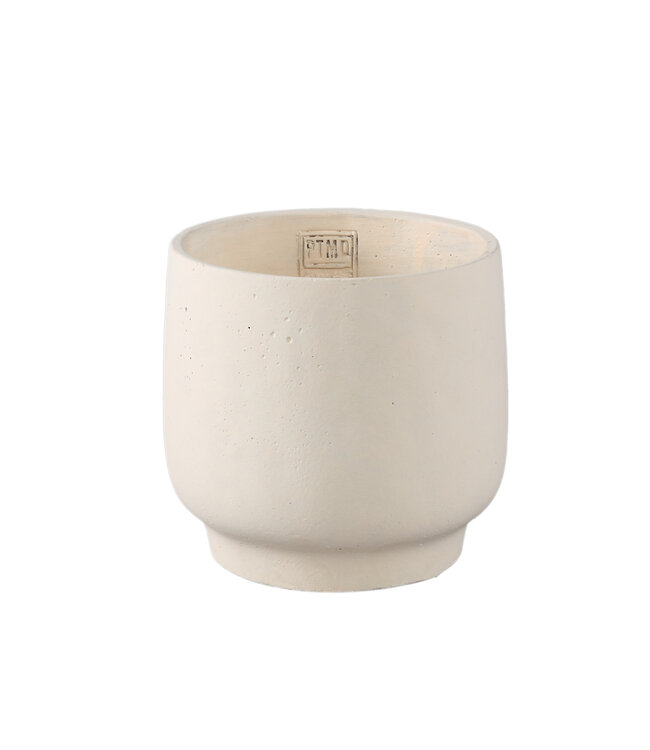 Aline Cream round cement pot on base L