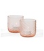 Dekocandle T-light holder round with V pattern cutting wide (Salmon,ø 9 x 9 cm