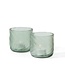 Dekocandle T-light holder round with V pattern cutting wide (Green,ø 9 x 9 cm