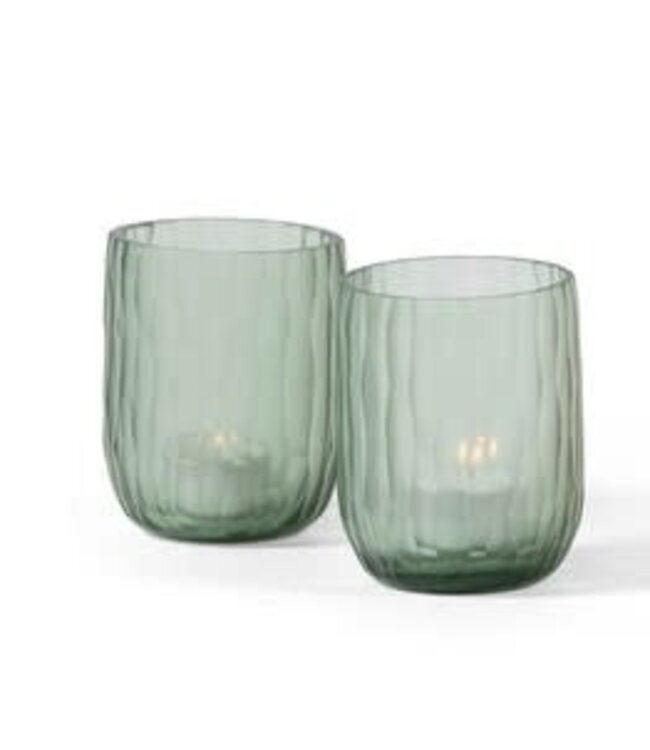 Dekocandle T-light holder round with vertical cutting (Green, ø 8,5 x 10