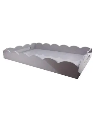 Addison Ross Chiffon Grey Large Lacquered Scallop Ottoman Tray