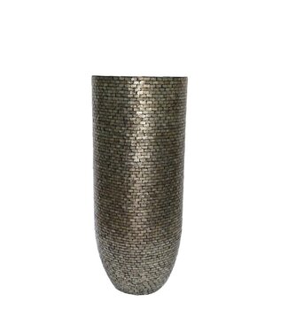 Adrija Champagne round poly shell bamboo pot XL