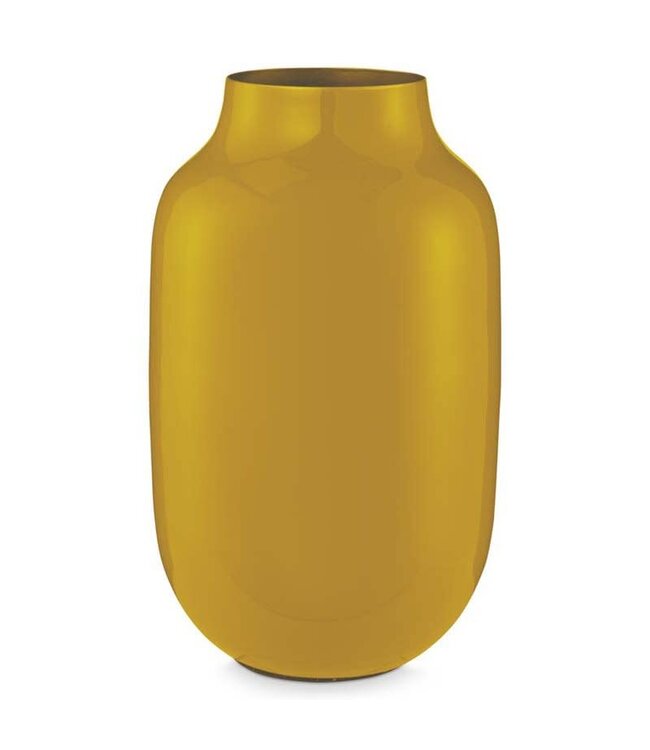 Vase Metal Oval Yellow 30cm geel