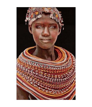 Gobelin woven tapestry 80/120 Samburu Girl Black WH1765 streched on a stretcher bar