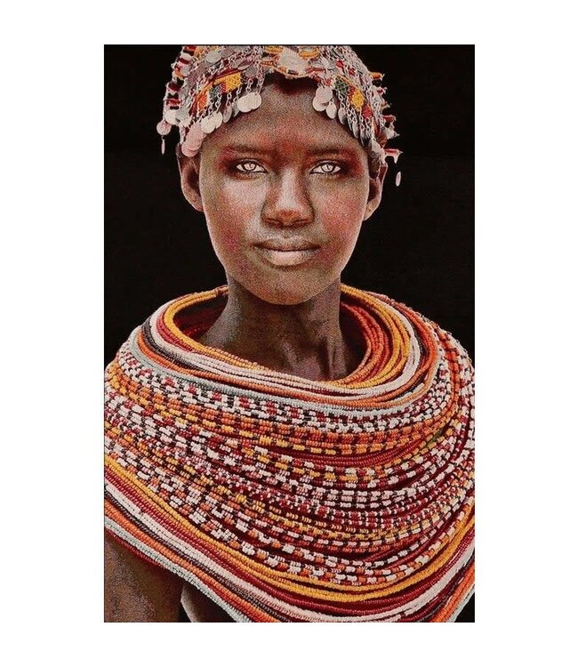 Gobelin woven tapestry 80/120 Samburu Girl Black WH1765 streched on a stretcher bar
