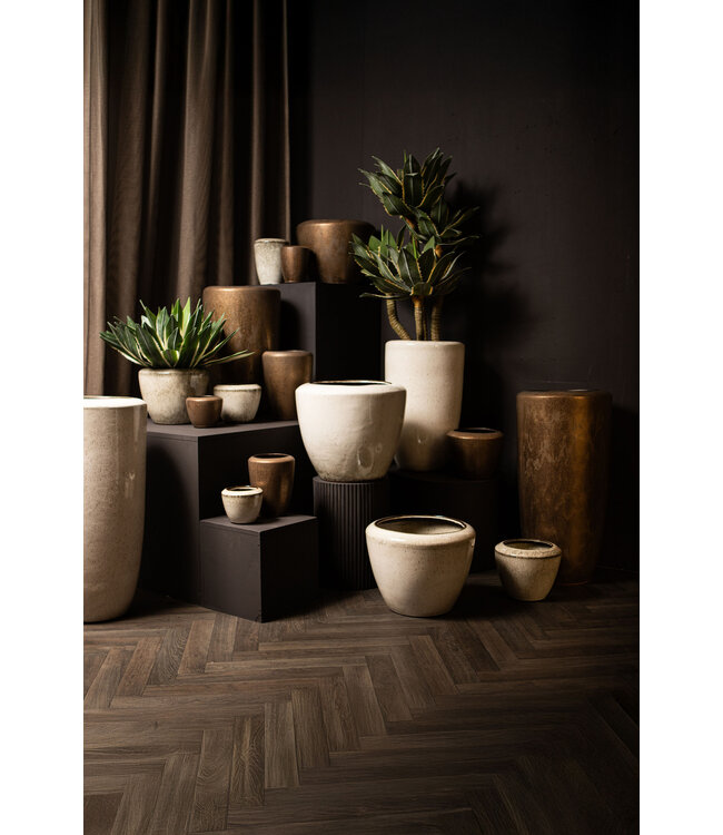 Kyleigh pot beige hoog – ronde keramieken pot met gladde afwerking Ø35x58 cm