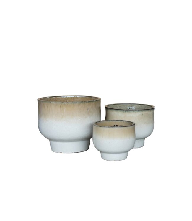 Sanish pot cream rond op voet – geglazuurd keramiek Ø50x40 cm