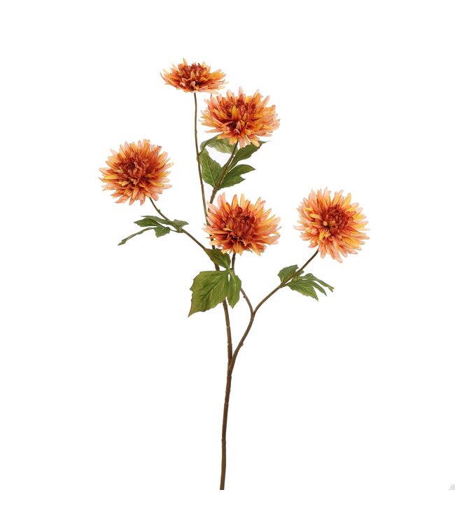 Mum Spray – kunsttak met oranje chrysanten, 105 cm hoog