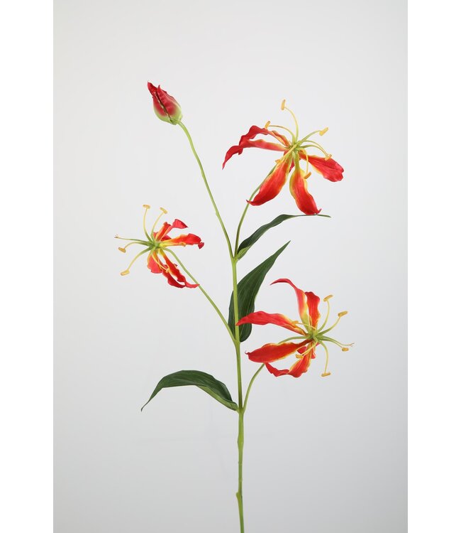 Gloriosa kunsttak – zijden bloem oranje 82 cm hoog