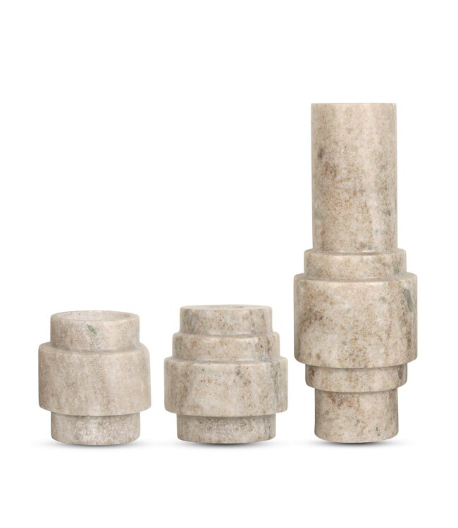 Bombyxx Taos Candle Holder – Hoogte 7,5 cm, Breedte 7 cm, Lengte 7 cm, Morchana marmer