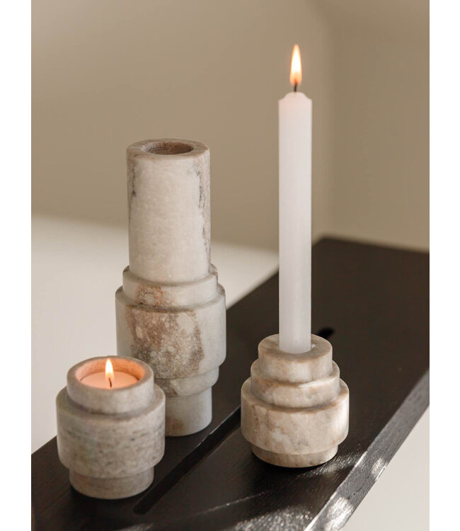 Bombyxx Taos Candle Holder – Hoogte 7,5 cm, Breedte 7 cm, Lengte 7 cm, Morchana marmer
