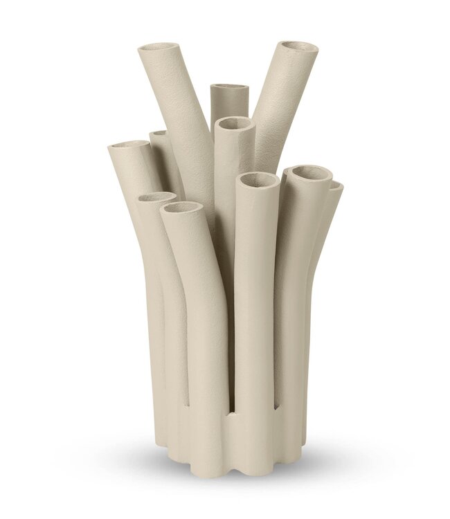 Bombyxx 12 Mouth Vase zand – aluminium vaas 45 cm hoog x 26 cm diameter