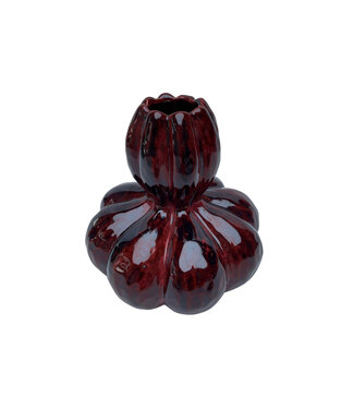 Fardau Red glazed ceramic pumpkin shaped vase M
