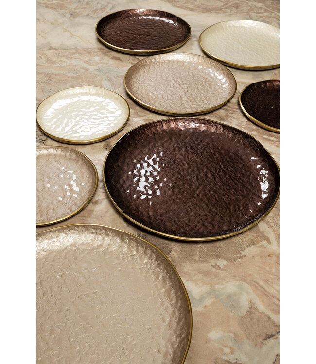 Lysse Champagne casted alu luxury enamel plate S
