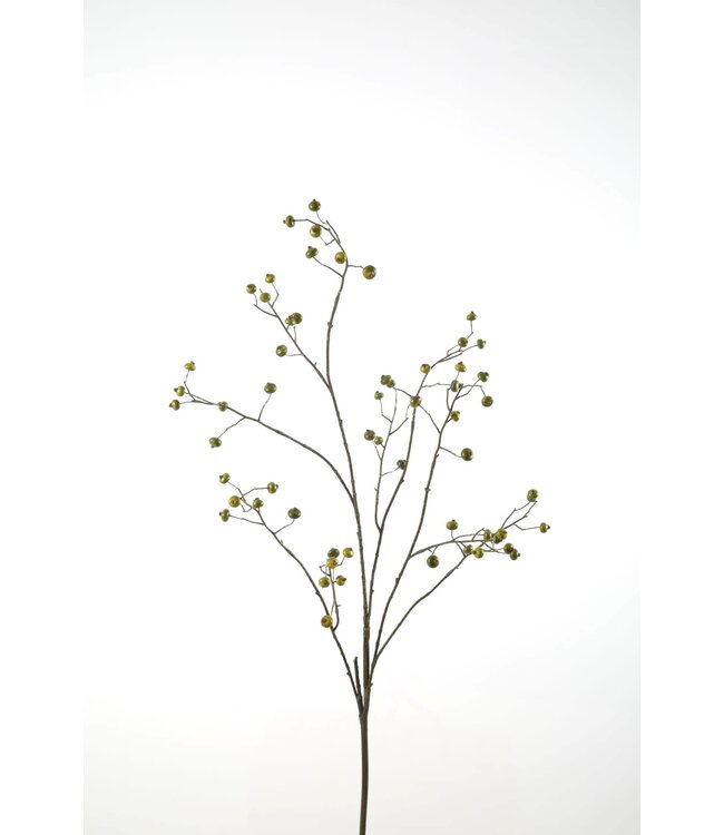 Rosehip Spray kunsttak groen – zijden rozenbotteltak 118 cm hoog