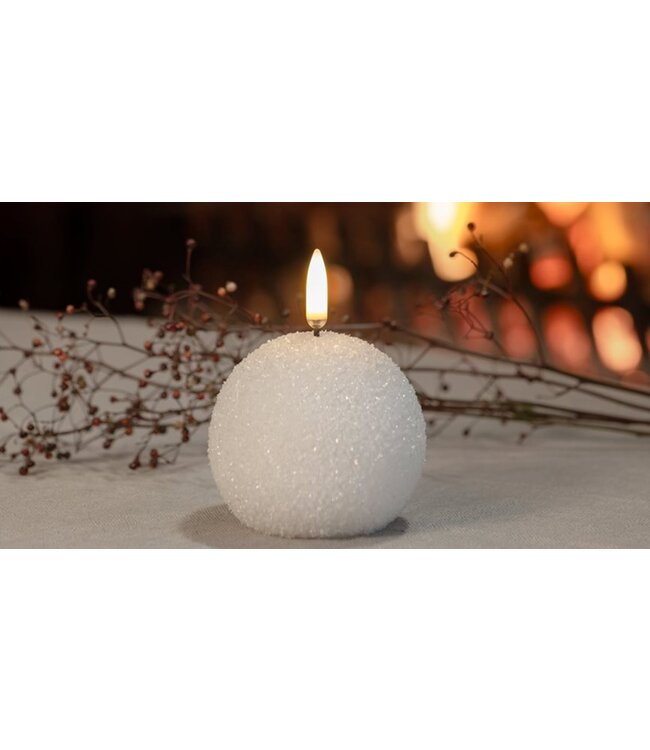 Uyuni LED round candle, Nordic white, Glitter, 7x7 cm