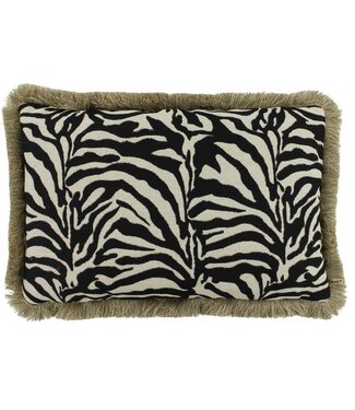 Claudi Zebby 40x60 cm Black/White + Fringe Gold